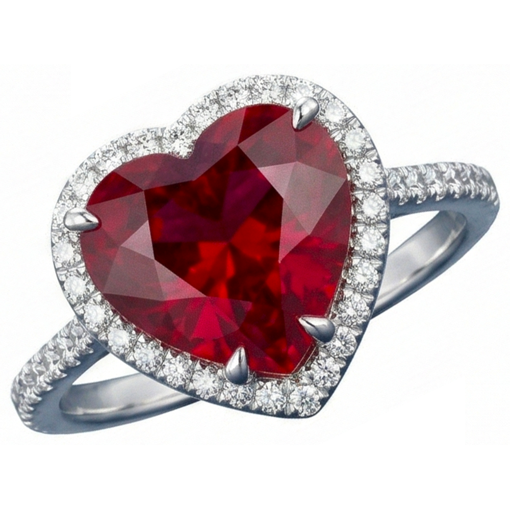 echter round rubin 5.35Karat ring Detailansicht