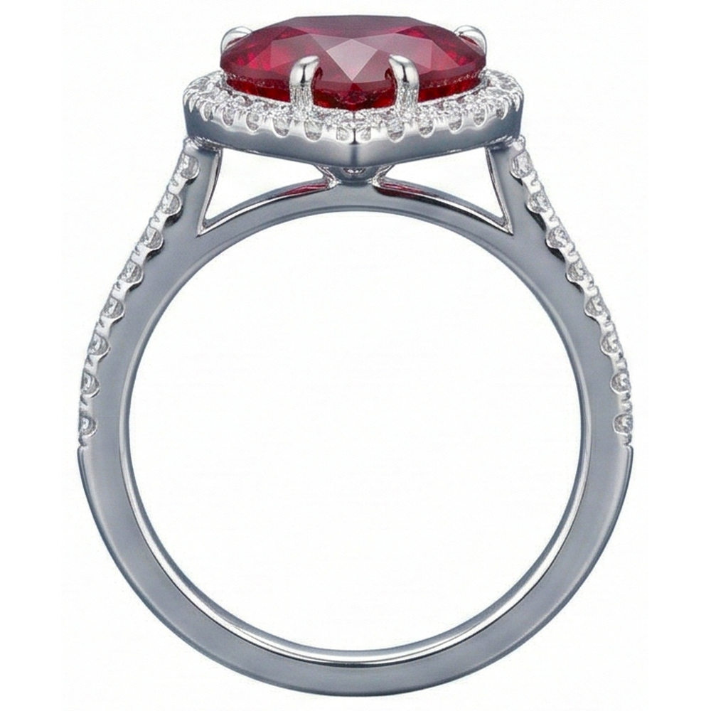 echter round rubin 5.35Karat ring Profilansicht
