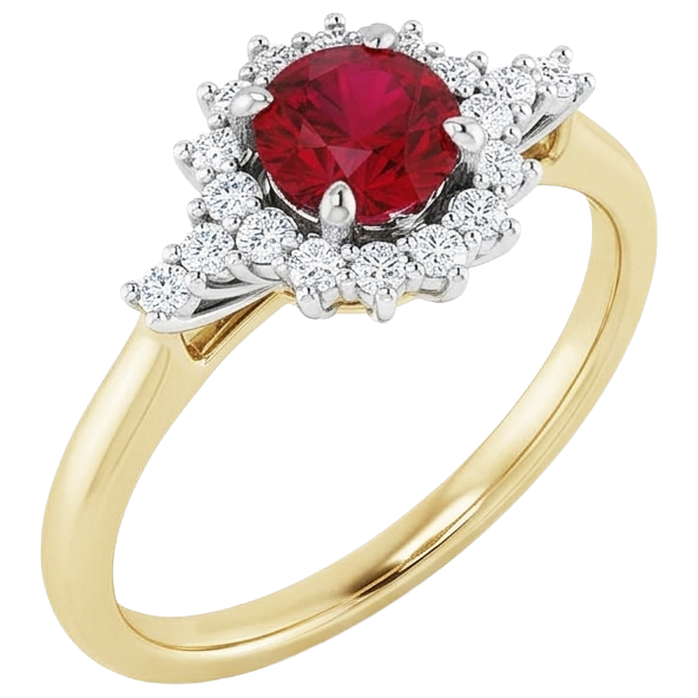 echter round rubin 1.50Karat ring mit Diamantbesatz