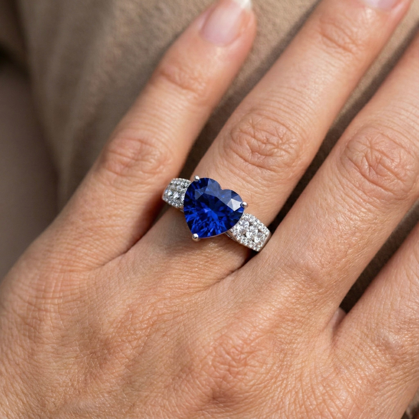 Natürlicher Diamant ( nicht im Labor gezüchtet )ring Herzförmiger hellblauer Saphir Schmuck 5,50 Karat