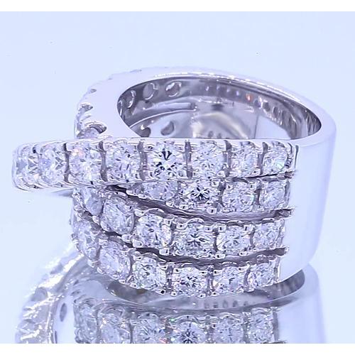 Ausgefallener Ring mit runden Echt Diamanten 5,10 Karat Vierstift Weißgold 14K