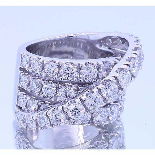 Ausgefallener Ring mit runden Echt Diamanten 5,10 Karat Vierstift Weißgold 14K