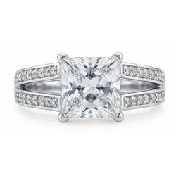 Ausgefallener Aus der Erde Abgebauter Natürlicher Diamant-Jubiläumsring, 3,51 Karat Princess-Aus der Erde Abgebauter Natürlicher Diamant aus echtem Weißgold