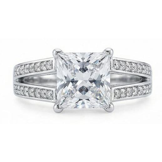 Ausgefallener Aus der Erde Abgebauter Natürlicher Diamant-Jubiläumsring, 3,51 Karat Princess-Aus der Erde Abgebauter Natürlicher Diamant aus echtem Weißgold