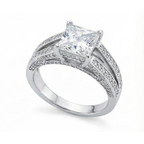 Ausgefallener Aus der Erde Abgebauter Natürlicher Diamant-Jubiläumsring, 3,51 Karat Princess-Aus der Erde Abgebauter Natürlicher Diamant aus echtem Weißgold