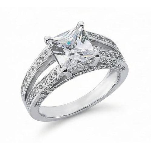 Ausgefallener Aus der Erde Abgebauter Natürlicher Diamant-Jubiläumsring, 3,51 Karat Princess-Aus der Erde Abgebauter Natürlicher Diamant aus echtem Weißgold