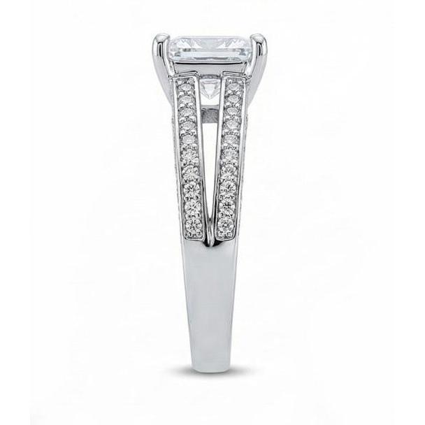 Ausgefallener Aus der Erde Abgebauter Natürlicher Diamant-Jubiläumsring, 3,51 Karat Princess-Aus der Erde Abgebauter Natürlicher Diamant aus echtem Weißgold