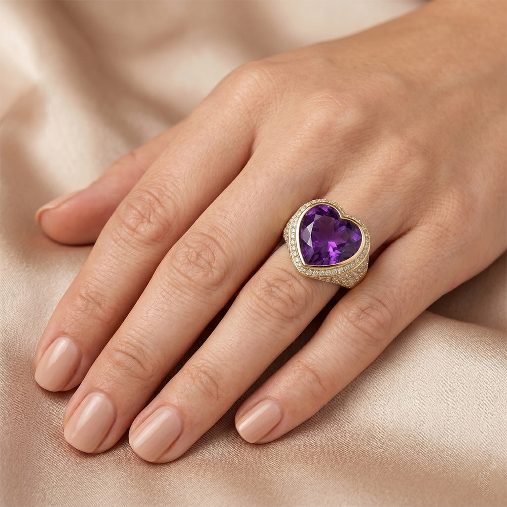 Authentischer VVS Amethyst Schmuckstein-Ring 10 Karat