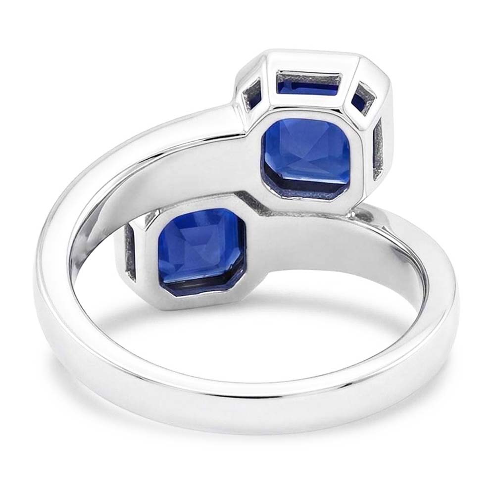 Baguette Aus der Erde Abgebauter Natürlicher Diamant Asscher Saphir Ring Lünette & Kanal Set 4,50 Karat