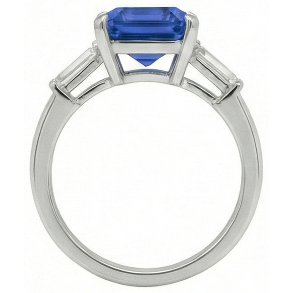 echter baguette diamant 3.50Karat ring Profilansicht