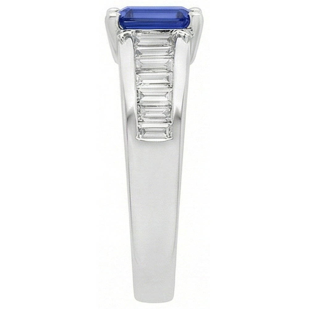 Baguette Aus der Erde Abgebauter Natürlicher Diamant ( nicht im Labor gezüchtet ) Ehering 2 Karat Smaragdblauer Saphir Edelstein