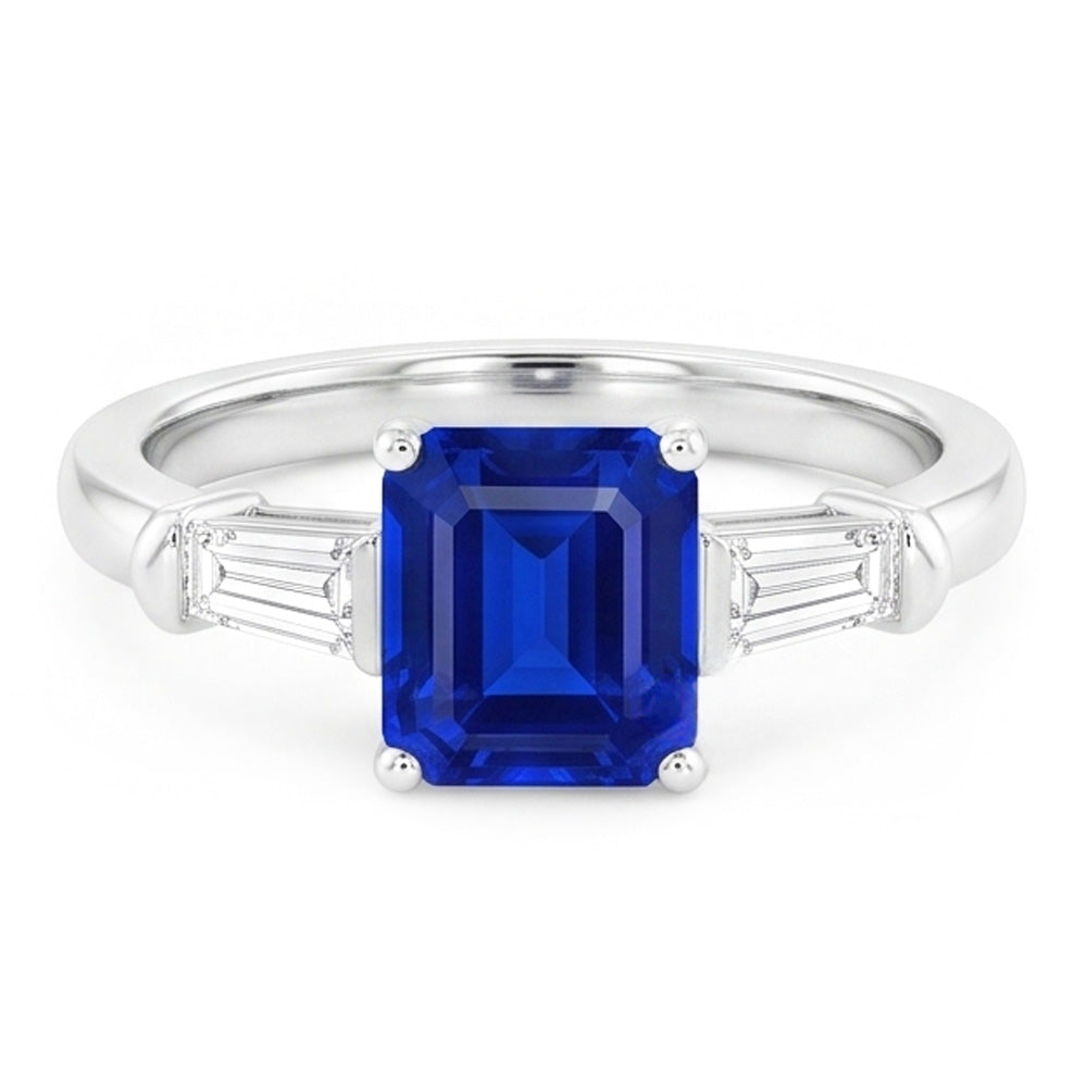 Baguette Natürlicher Diamant ( nicht im Labor gezüchtet ) Drei Stein Smaragdförmiger Ring 1,25 Karat