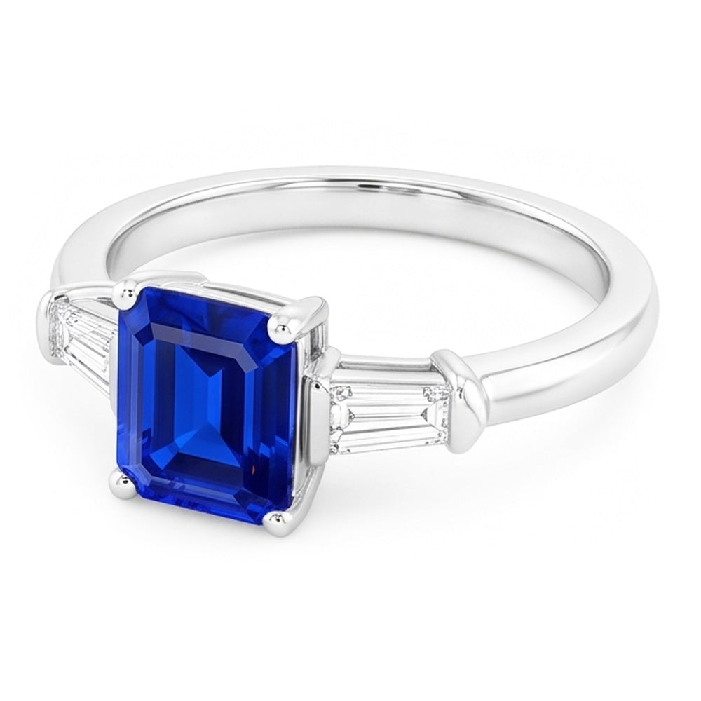 Baguette Natürlicher Diamant ( nicht im Labor gezüchtet ) Drei Stein Smaragdförmiger Ring 1,25 Karat