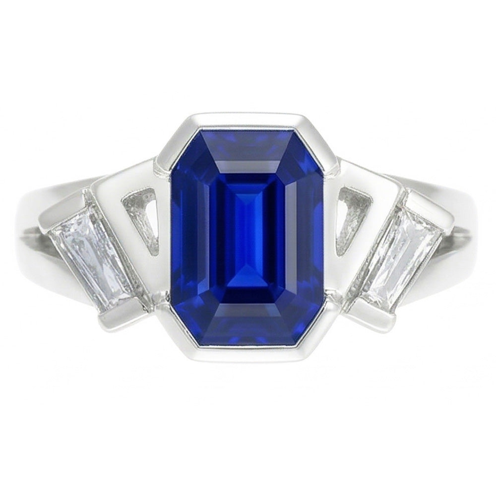 Baguette Natürlicher Diamant ( nicht im Labor gezüchtet ) Jubiläumsring Smaragd Saphir Schmuck 2,50 Karat
