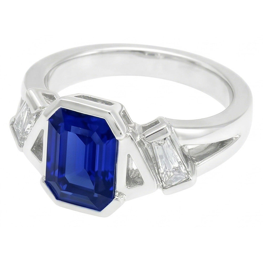 Baguette Natürlicher Diamant ( nicht im Labor gezüchtet ) Jubiläumsring Smaragd Saphir Schmuck 2,50 Karat