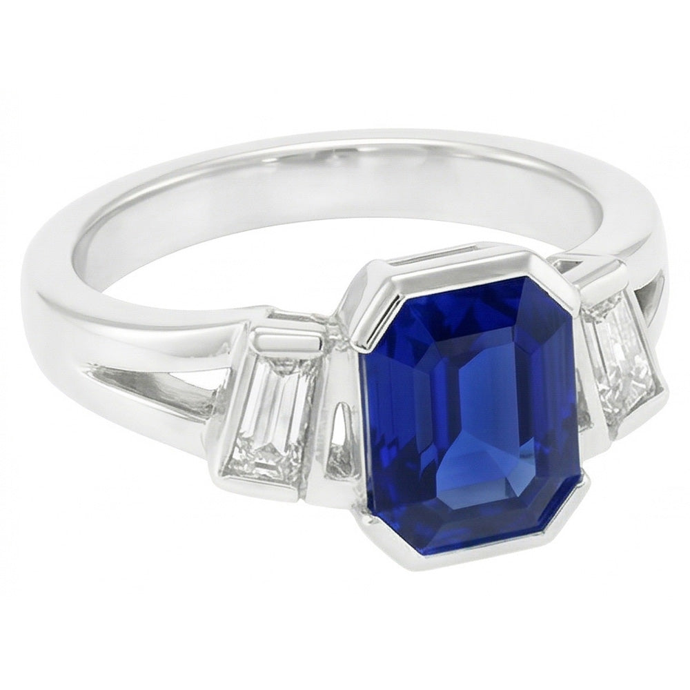 Baguette Natürlicher Diamant ( nicht im Labor gezüchtet ) Jubiläumsring Smaragd Saphir Schmuck 2,50 Karat