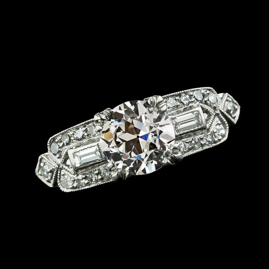 Baguette & Rund alter Bergmann Echt Diamantring 3,25 Karat Damenschmuck