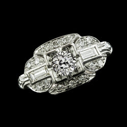 Baguette & Runder alter Bergmann Echt Diamantring Milgrain Schaft 3,25 Karat