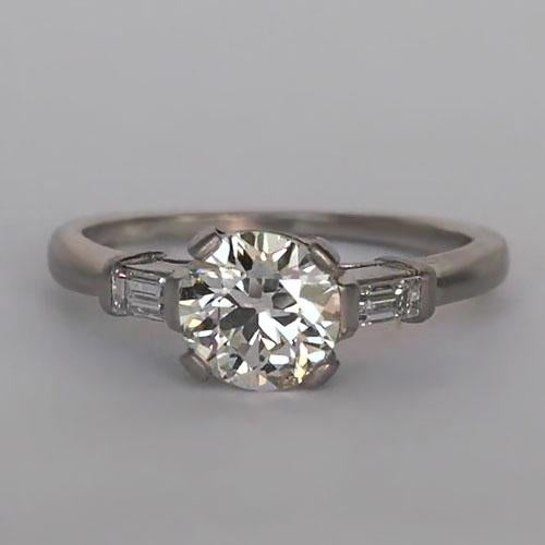 Baguette mit drei Steinen und runder alter Bergmann-Echt Diamantring 2 Karat