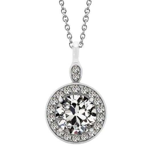 Edler Diamant Old Mine Cut Halo in 14K Weißgold – Hauptansicht