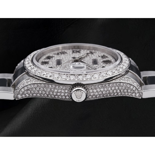 Benutzerdefinierte Rolex-Uhr Datejust mit Diamant-Zifferblatt und Lünette für Damen, Edelstahl