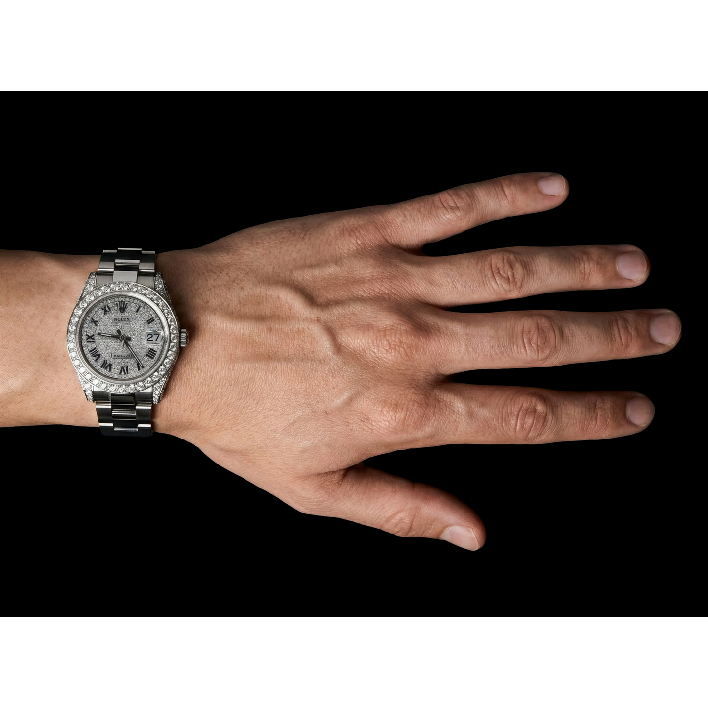 Benutzerdefinierte Rolex-Uhr Datejust mit Diamant-Zifferblatt und Lünette für Damen, Edelstahl