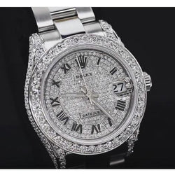 Benutzerdefinierte Rolex-Uhr Datejust mit Diamant-Zifferblatt und Lünette für Damen, Edelstahl