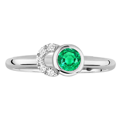 14K Weißgold Zargenfassung Edler Smaragd Schmuckstein-Ring 1