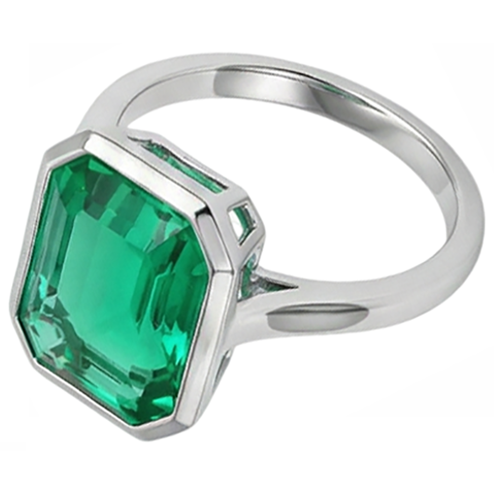 Edelstein-Ring 14K Weißgold mit Smaragd – Seitenansicht