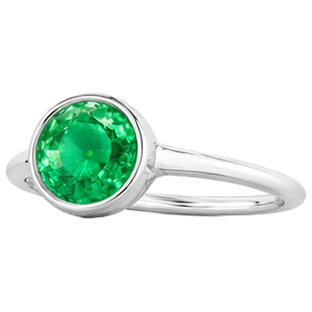 Farbstein-Ring 14K Weißgold mit Kolumbianischer Smaragd – Seitenansicht