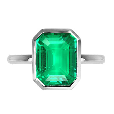 Edelstein-Ring 14K Weißgold mit Smaragd – Hauptansicht
