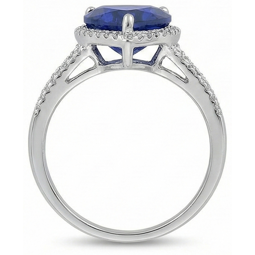 Big Heart Sri Lanka Blauer Saphir Aus der Erde Abgebauter Natürlicher Diamant-Verlobungsring 5,75 Karat