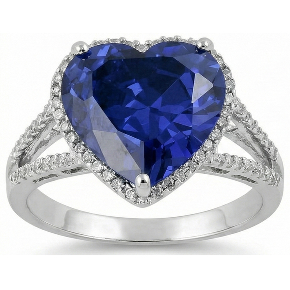 Big Heart Sri Lanka Blauer Saphir Aus der Erde Abgebauter Natürlicher Diamant-Verlobungsring 5,75 Karat