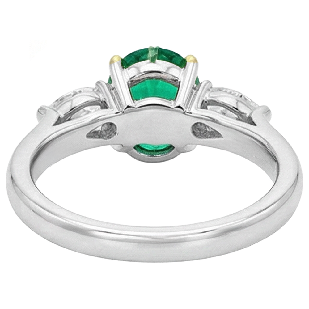 Edelstein-Ring Zweifarbiges 14K Gold mit Kolumbianischer Smaragd – Rückansicht