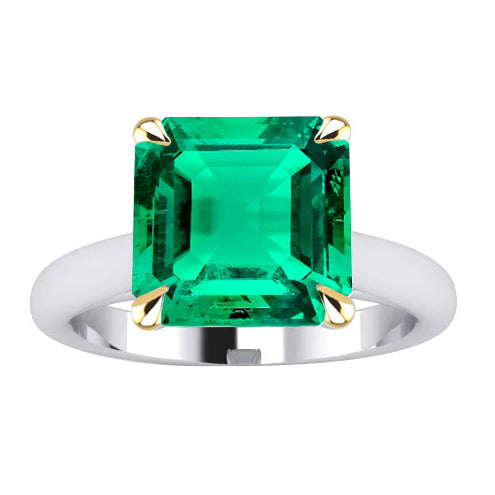 Smaragd Schmuckstein-Ring 5-Karat Bicolor 14K Gold – Hauptansicht