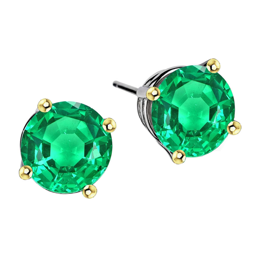 Kolumbianischer Smaragd Gemstone Earring 4-Karat Zweifarbiges 14K Gold – Hauptansicht