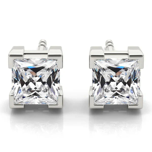Erdgewonnener Diamant Ohrstecker 10 Karat 14K Weißgold – Hauptansicht