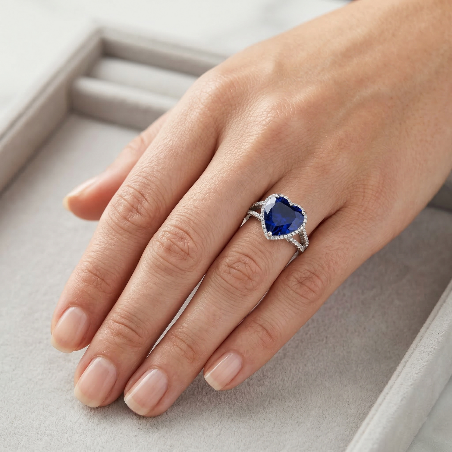 echter heart saphir 5.75Karat ring mit Diamantbesatz