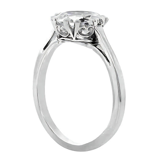 Einzelstein-Ring 14K Weißgold mit Diamant – Frontansicht