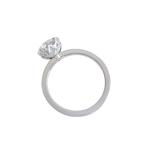 Antik-Kissen-Schliff Edler Diamant Ring in 14K Weißgold – Frontansicht