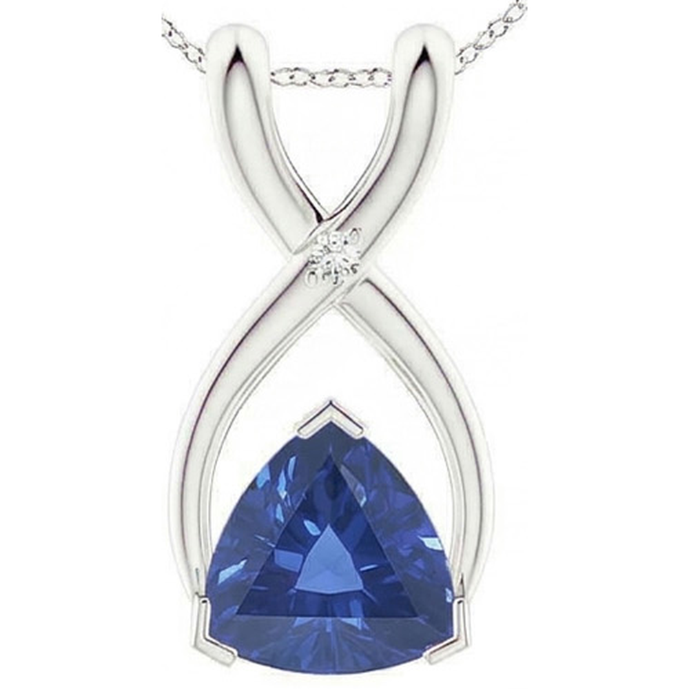 Billion blauer Saphir & Aus der Erde Abgebauter Natürlicher Diamant-Anhänger mit Kette V-Zacke 2,75 Karat