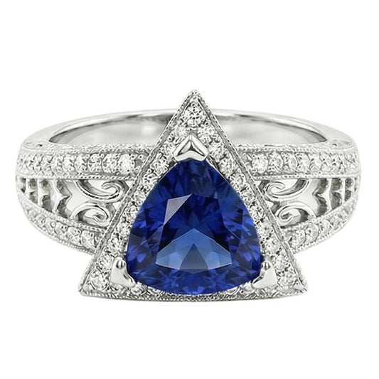 Billionen-Edelstein-Ring im antiken Stil, echter Ceylon-Saphir, 1,50 Karat Gold