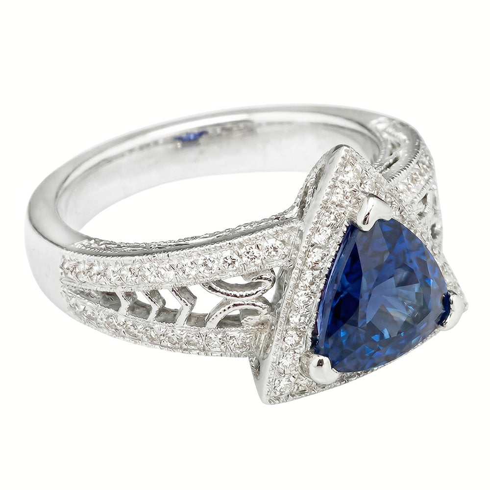 Billionen-Edelstein-Ring im antiken Stil, echter Ceylon-Saphir, 1,50 Karat Gold