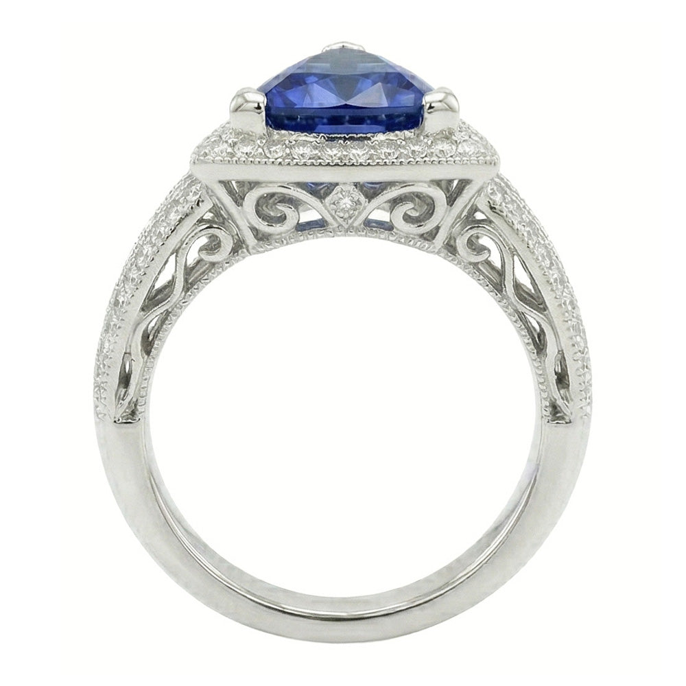 Billionen-Edelstein-Ring im antiken Stil, echter Ceylon-Saphir, 1,50 Karat Gold