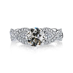 Birne Altschliff Echt Diamant Ehering Milgrain Infinity Stil 4 Karat