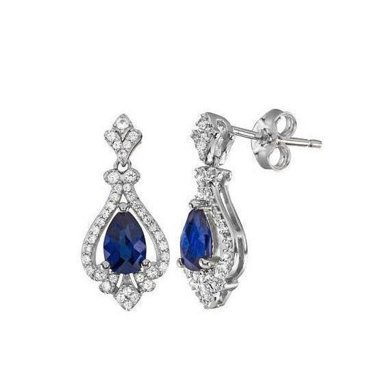 Birne Blauer Saphir Schmuck Diamant Ohrstecker Goldschmuck 2,62 ct. - harrychadent.de