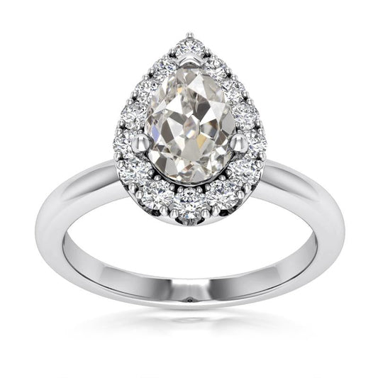 Birne Halo Jubiläum alter Bergmann Echt Diamantring 3.65 Karat Schmuck