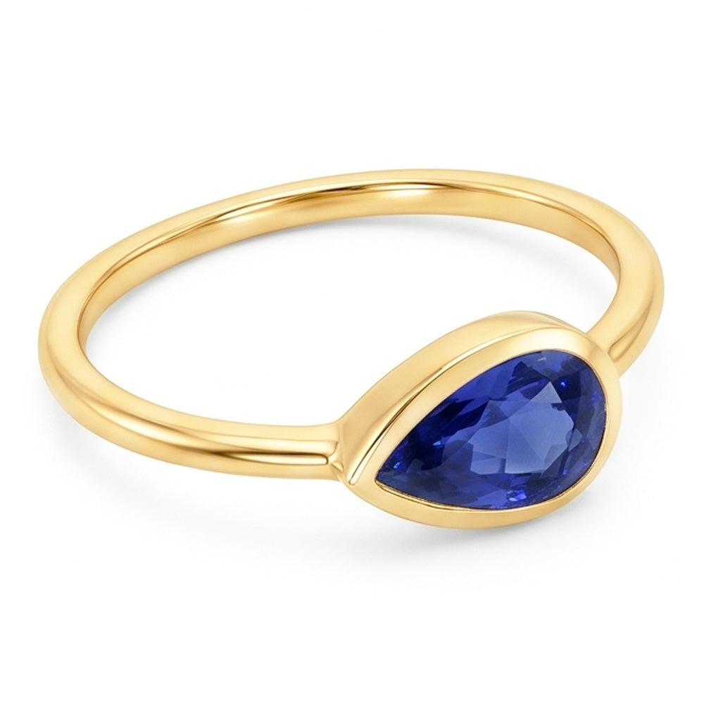 Birne Solitaire Jubiläumsring Ceylon Saphir 2 Karat Gold