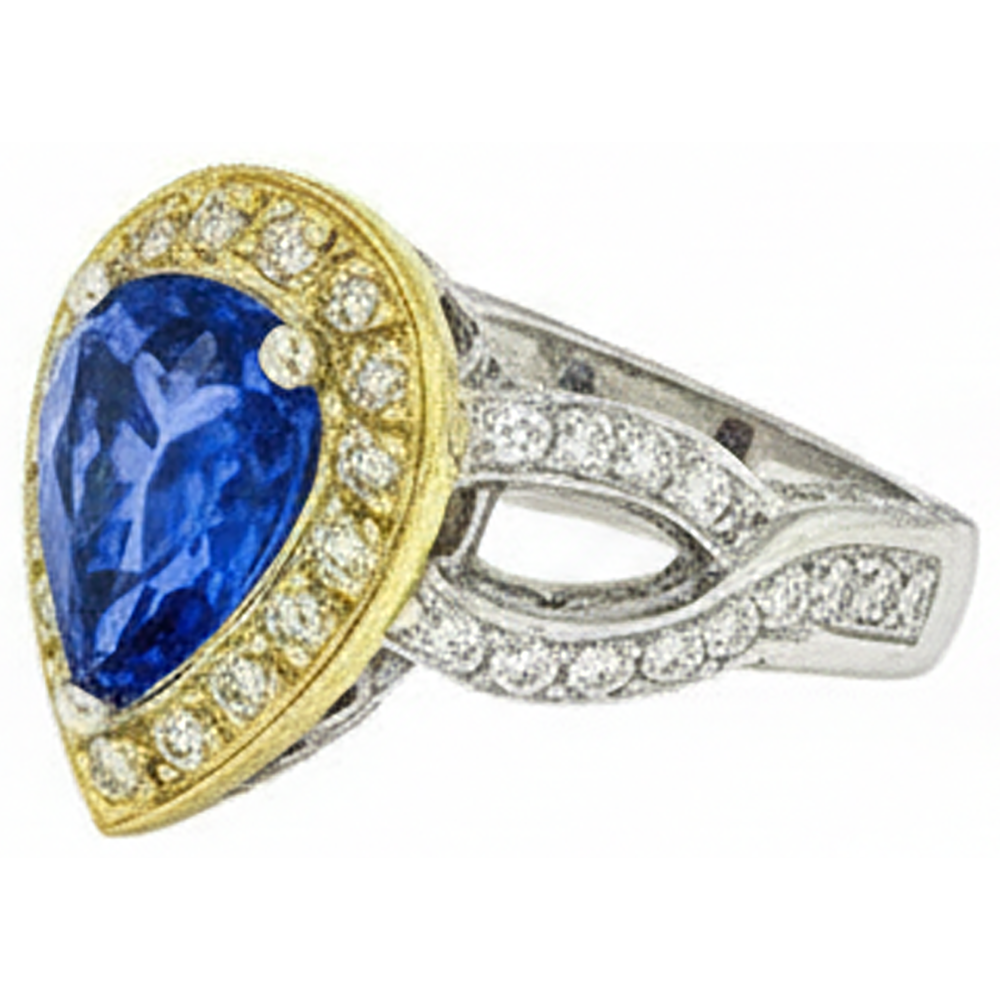 echter round tansanit 3.01Karat ring Detailansicht