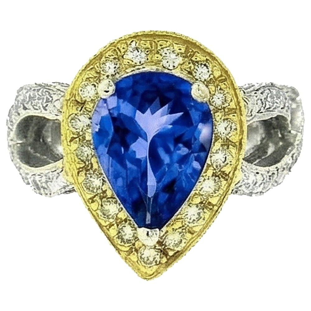 echter round tansanit 3.01Karat ring Draufsicht